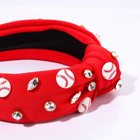 Baseball Headband Women Crystal Knotted Sports Hair Accessories Gift